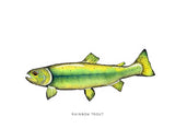 Green Rainbow Trout Watercolor Print