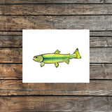 Green Rainbow Trout Watercolor Print