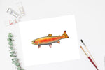 Orange Rainbow Trout Watercolor Print